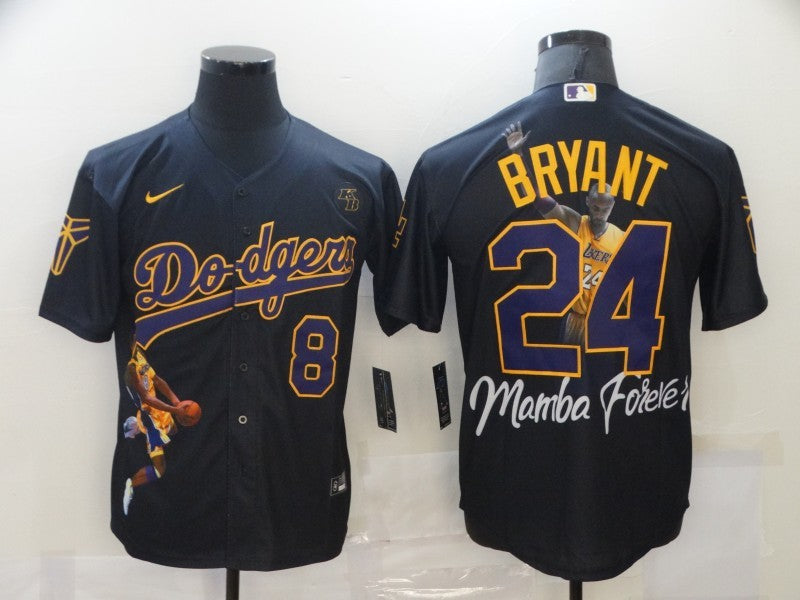 Men's Los Angeles Dodgers Kobe Bryant #8-24 Black Game Player Jerseys