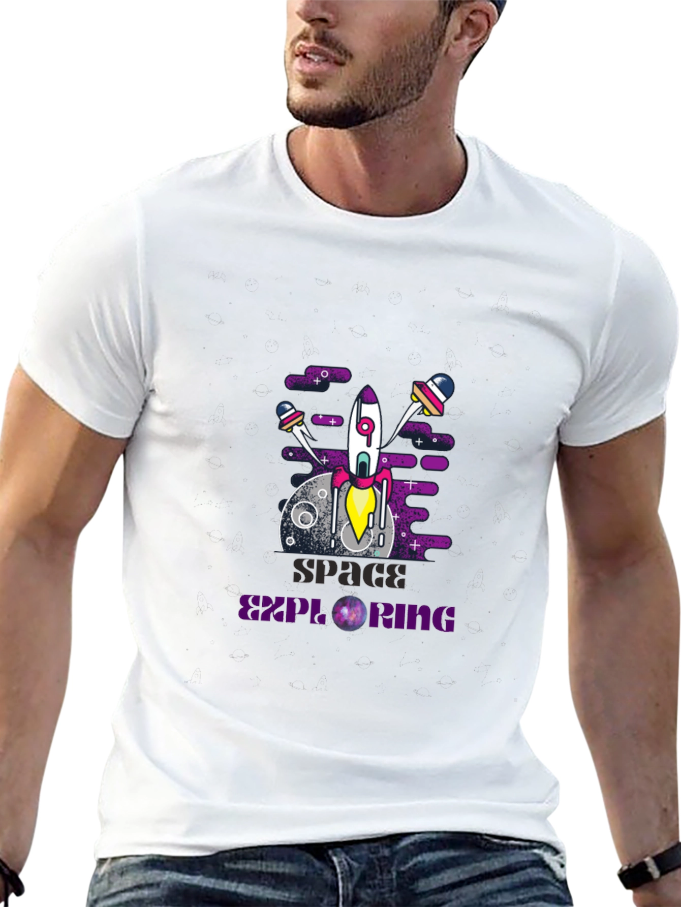 Space Exploring Graphic Print T-Shirt