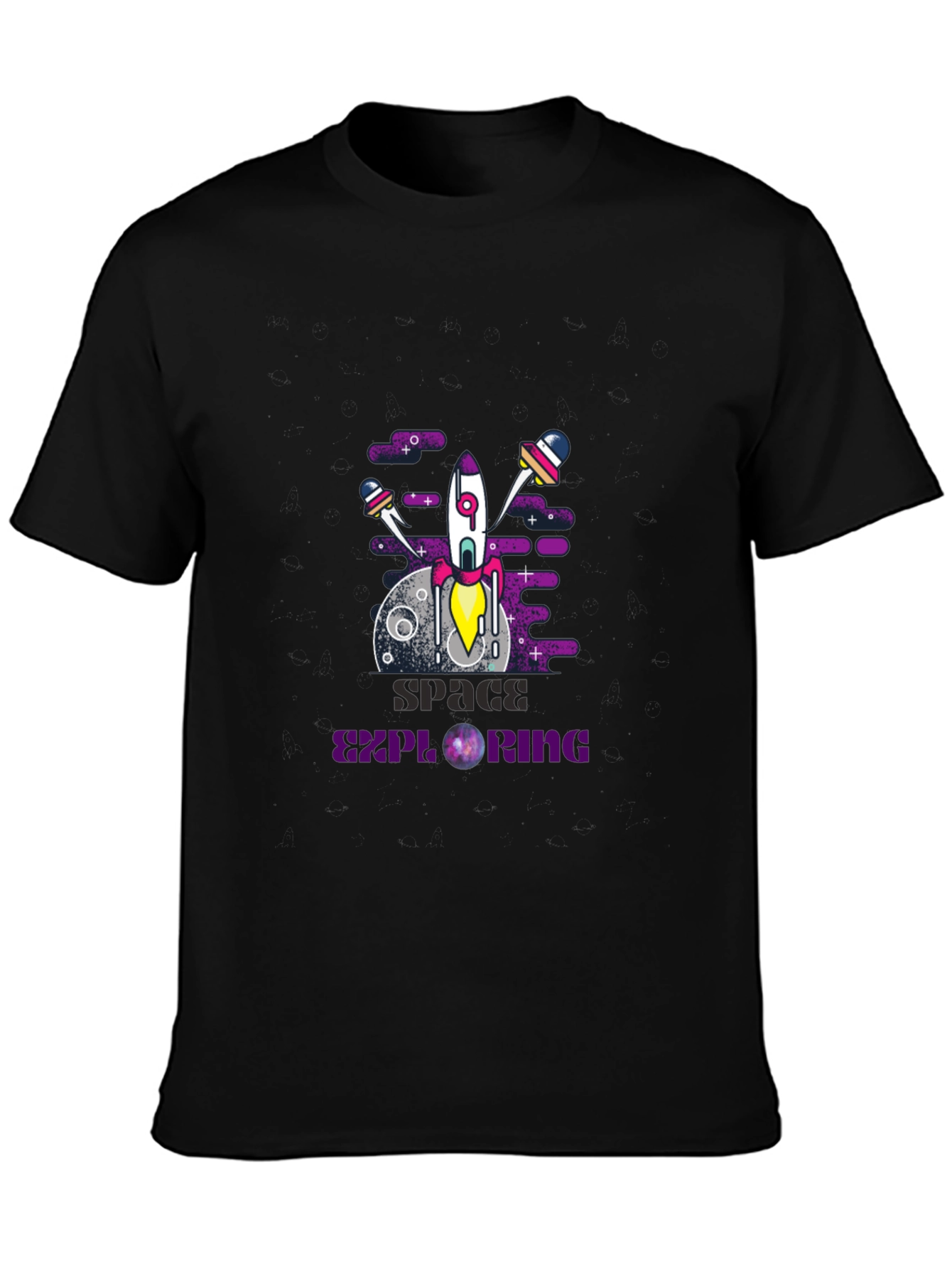 Space Exploring Graphic Print T-Shirt