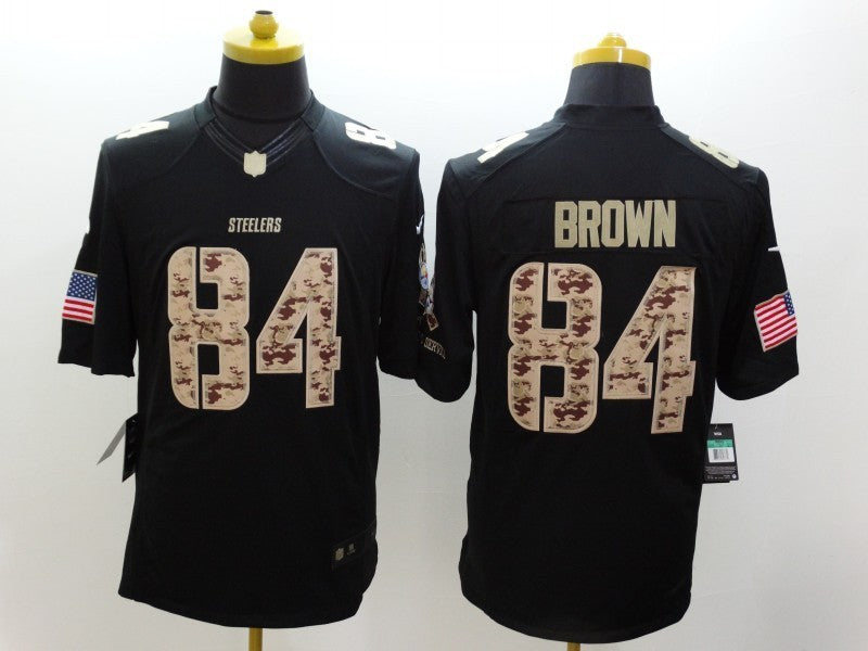 Men's Pittsburgh Steelers Antonio Brown #84 Black Retired Player Jerseys