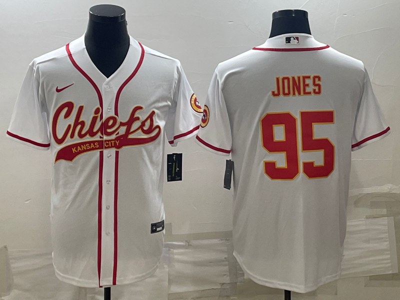 Men's Kansas City Chiefs Chris Jones #95 White Game Jerseys Joint Edition
