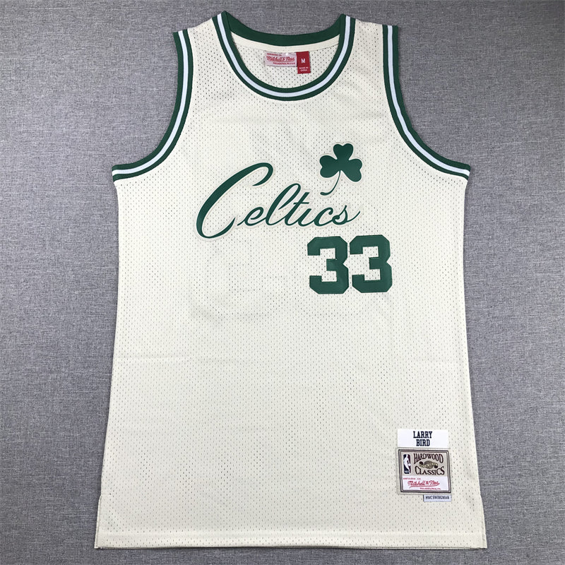 Men's Boston Celtics Larry Bird #33 Cream Hardwood Classics Swingman Jerseys