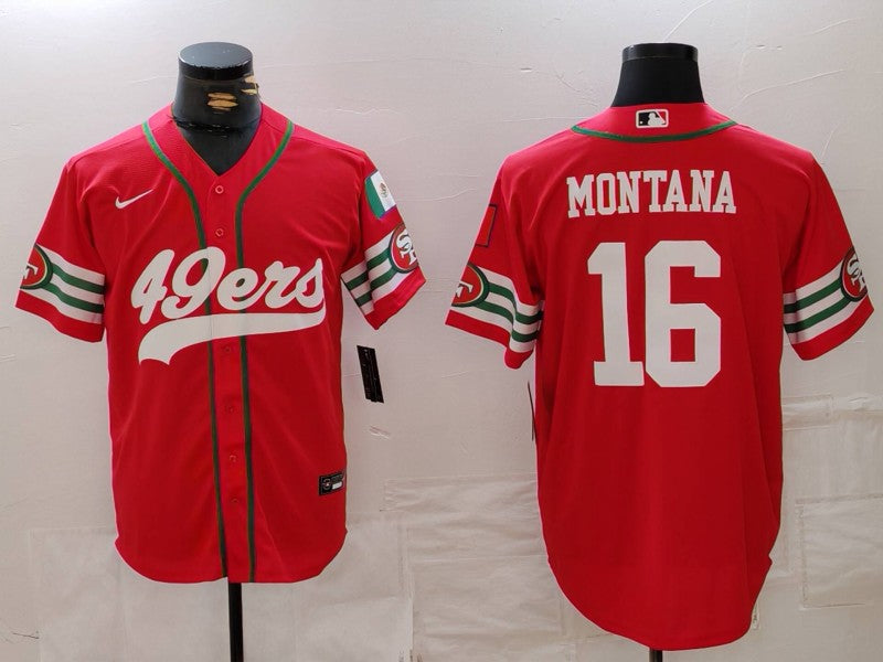 Men's San Francisco 49ers Joe Montana #16 Scarlet Game Player Jerseys