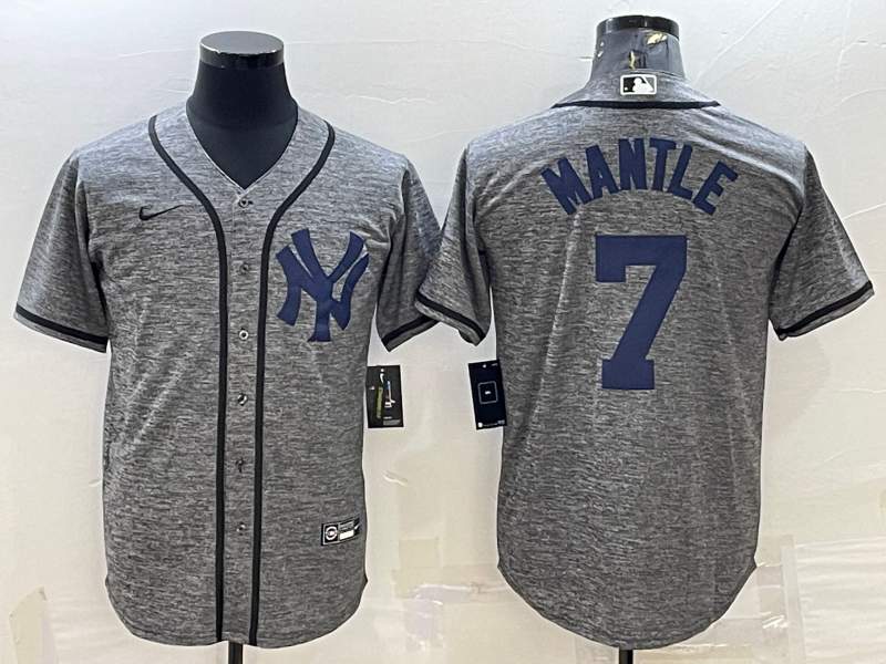 Men's New York Yankees Mickey Mantle #7 Gray Replica Game Jerseys