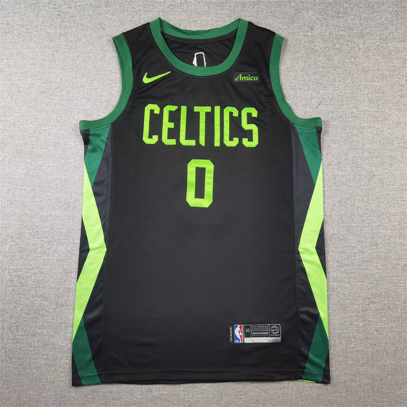 Men's Boston Celtics Jayson Tatum #0 Black 2024/25 Swingman Player Jerseys - City Edition