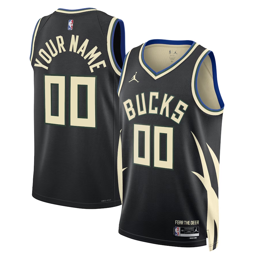 Men's Milwaukee Bucks Black 2022/23 Swingman Custom Jerseys - Statement Edition