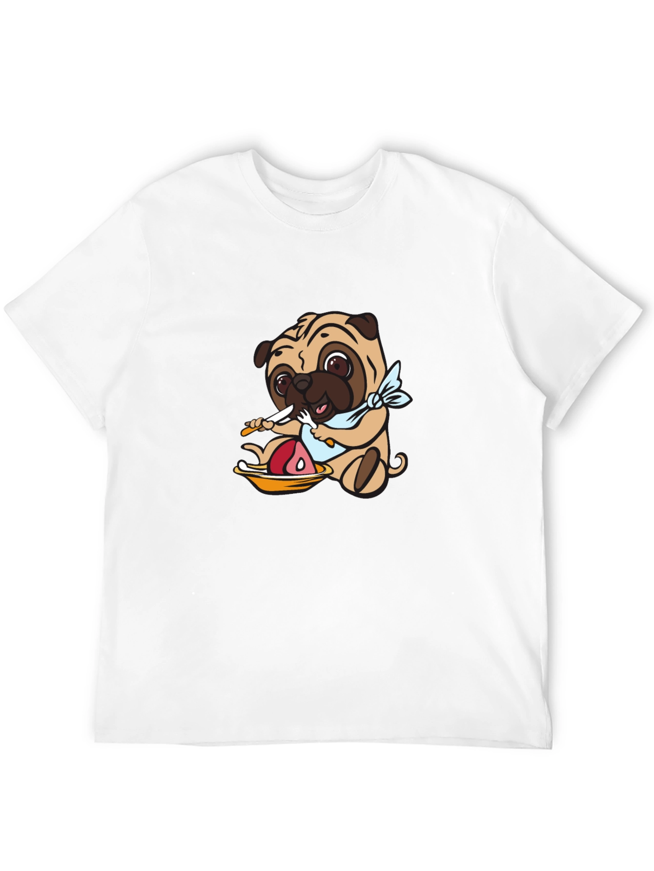 Pug Eating Meat Graphic T-Shirt