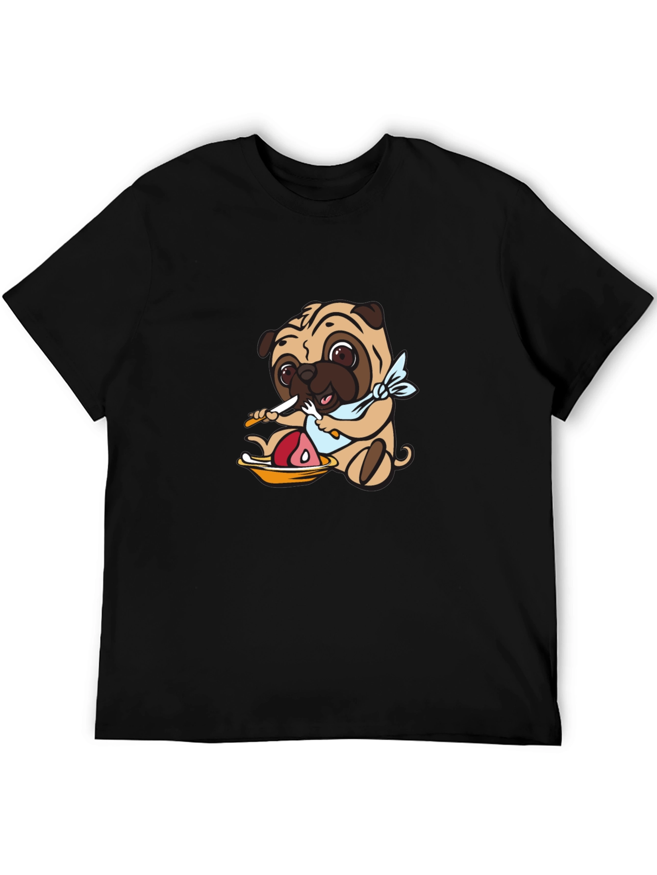 Pug Eating Meat Graphic T-Shirt