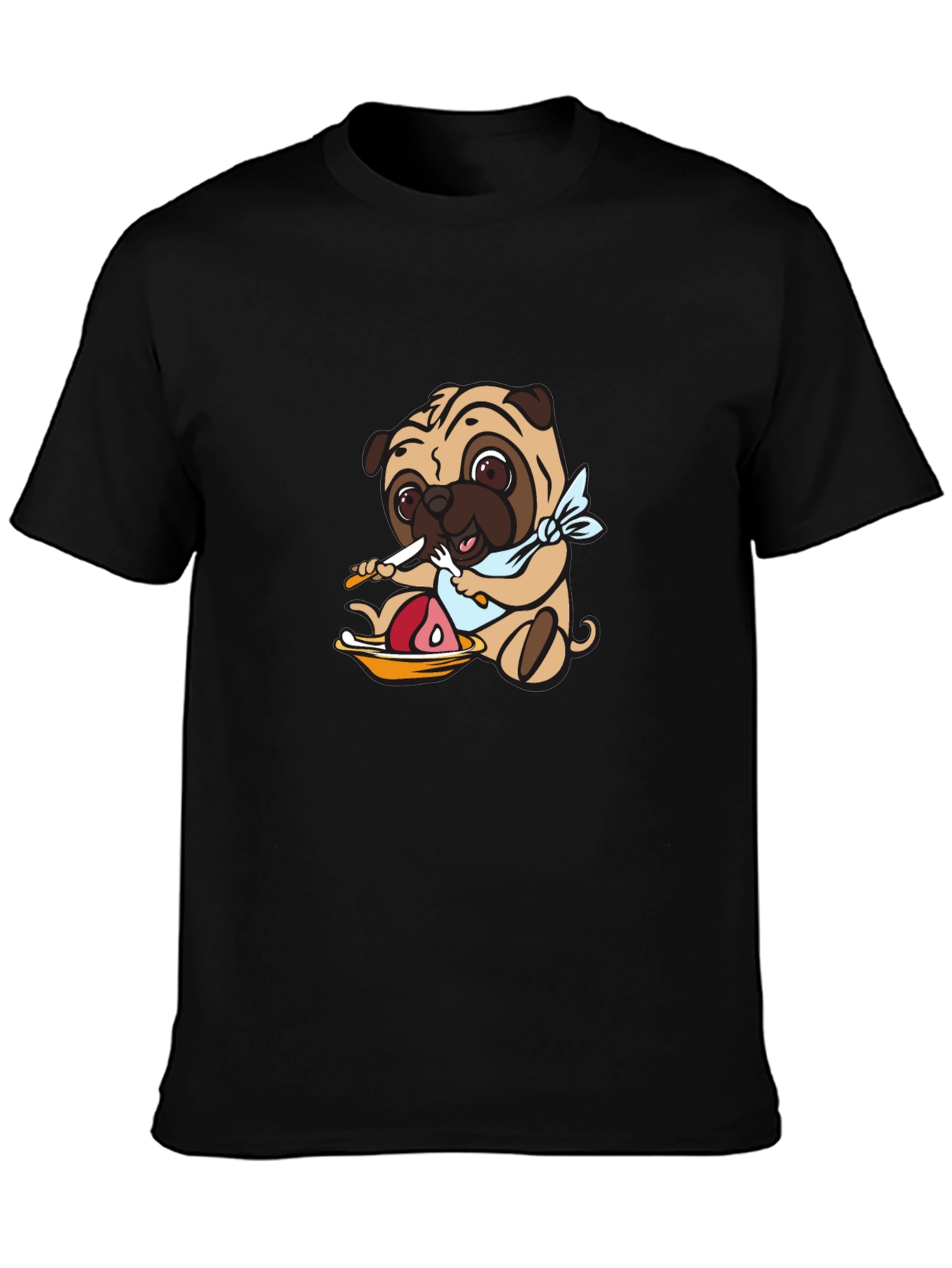 Pug Eating Meat Graphic T-Shirt