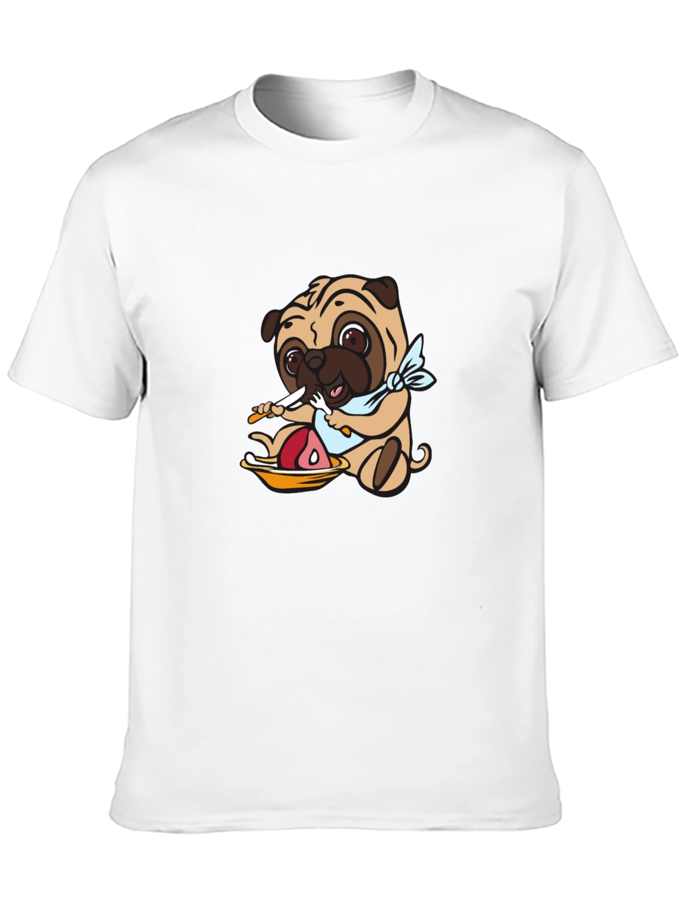 Pug Eating Meat Graphic T-Shirt
