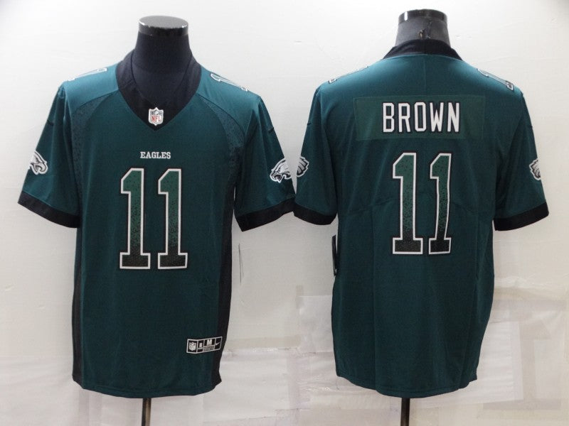 Men's Philadelphia Eagles A.J. Brown #11 Midnight Green Team Game Jerseys