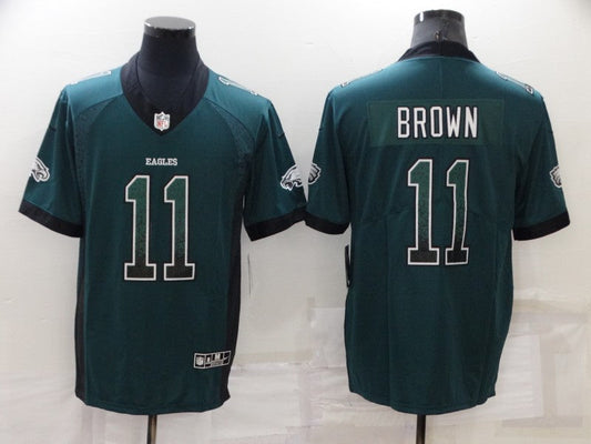Men's Philadelphia Eagles A.J. Brown #11 Midnight Green Team Game Jerseys