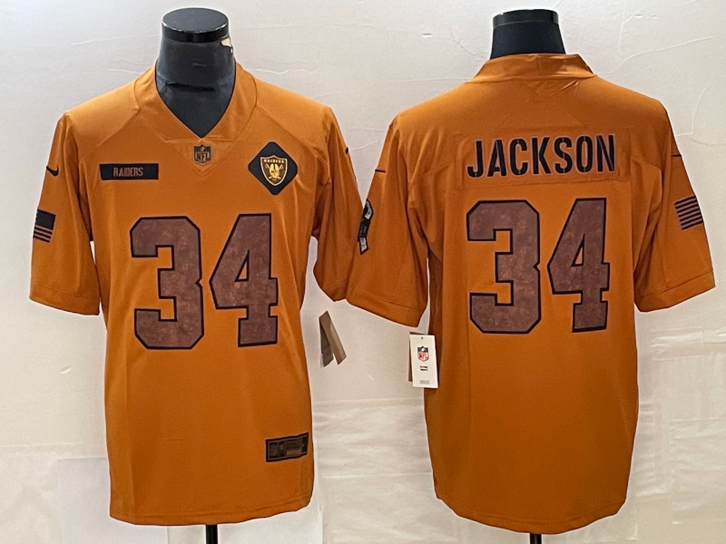 Men's Las Vegas Raiders Bo Jackson #34 Brown 2023 Salute To Service Retired Player Limited Jerseys