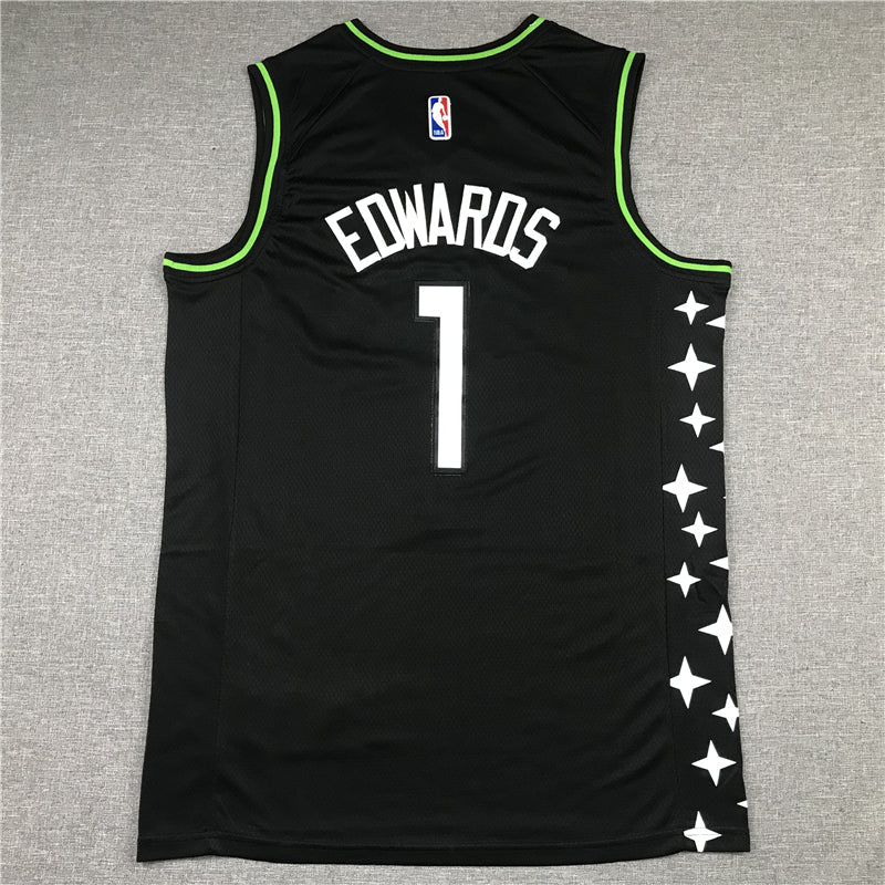 Men's Minnesota Timberwolves Anthony Edwards Black Swingman Jerseys City Edition