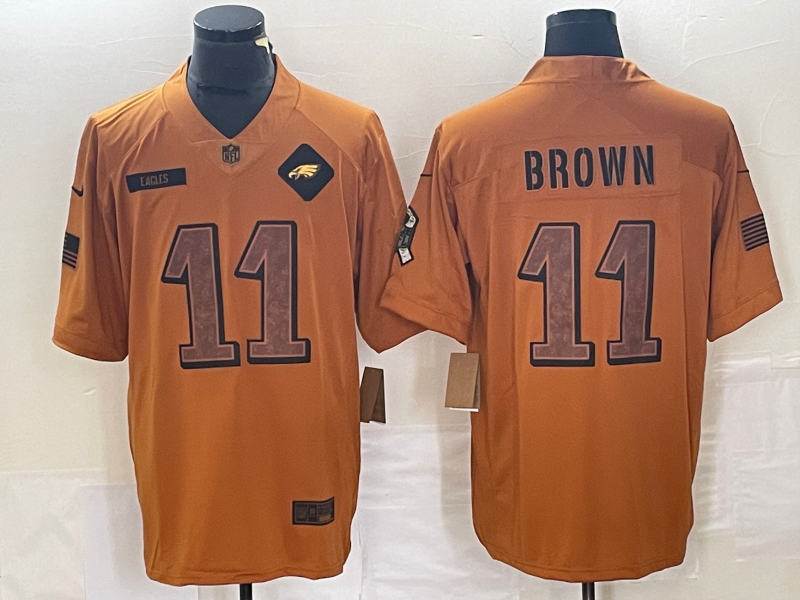 Men's Philadelphia Eagles A.J. Brown #11 Brown 2023 Salute To Service Limited Jerseys