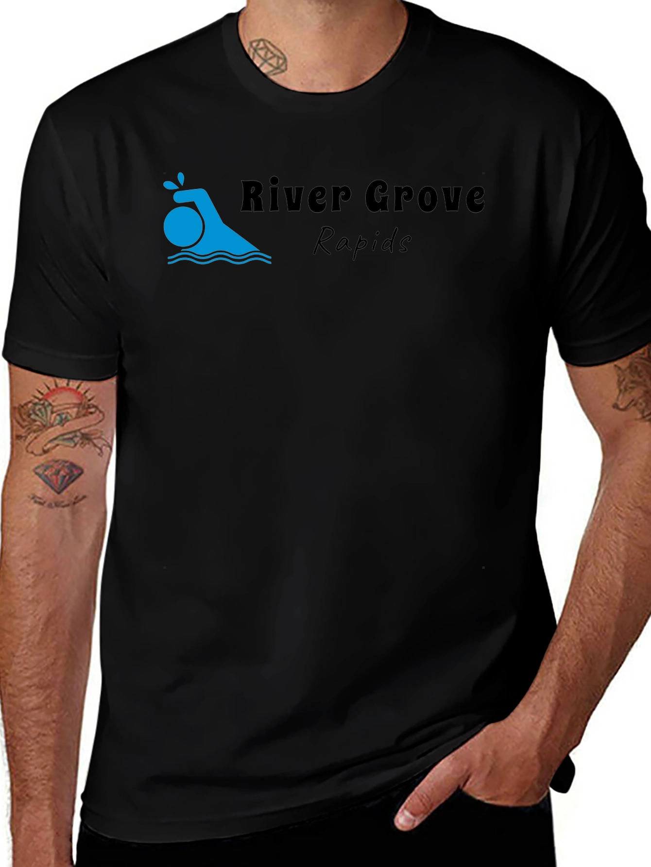 River Grove Rapids Black Graphic T-Shirt