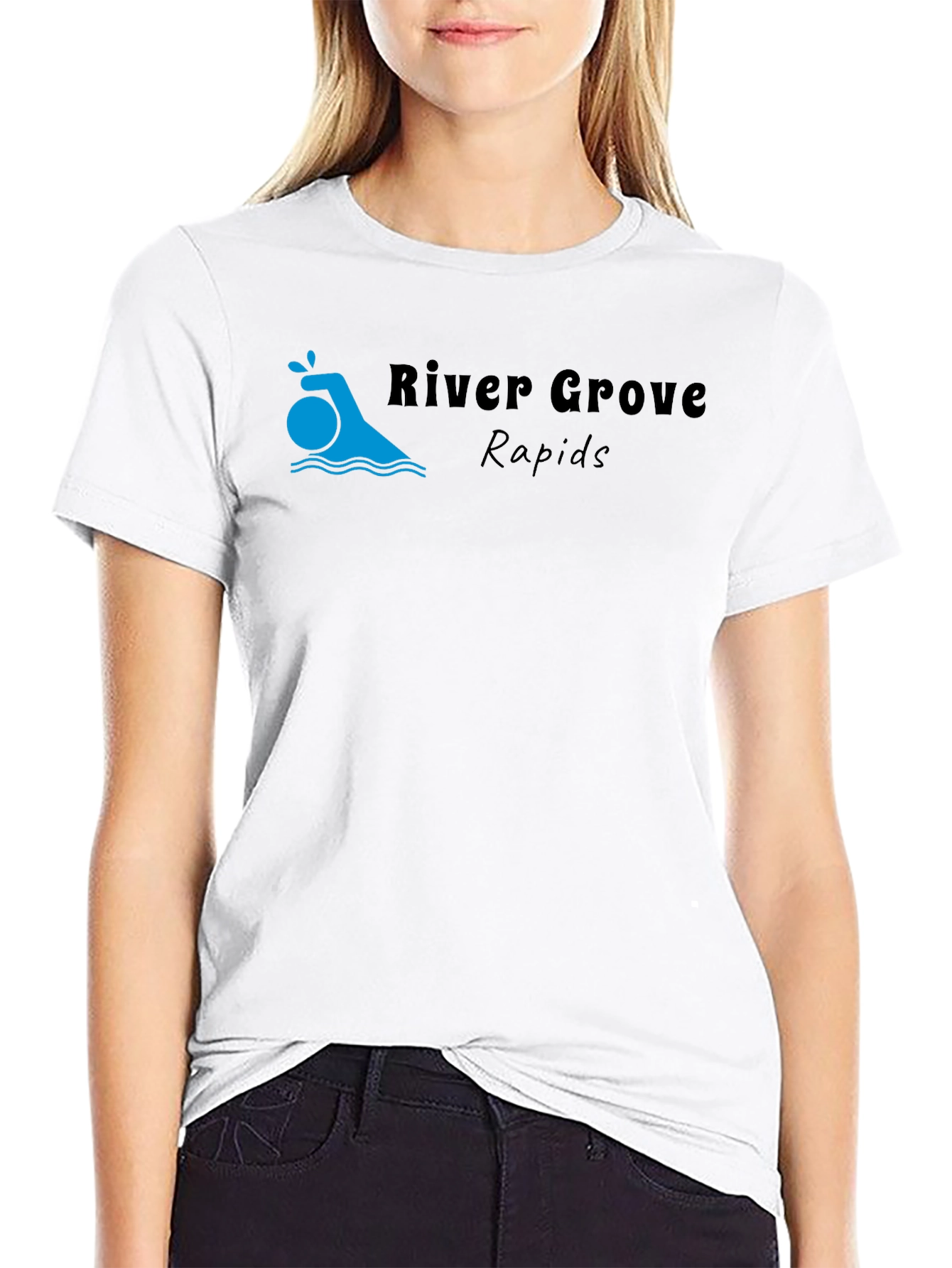 River Grove Rapids Black Graphic T-Shirt