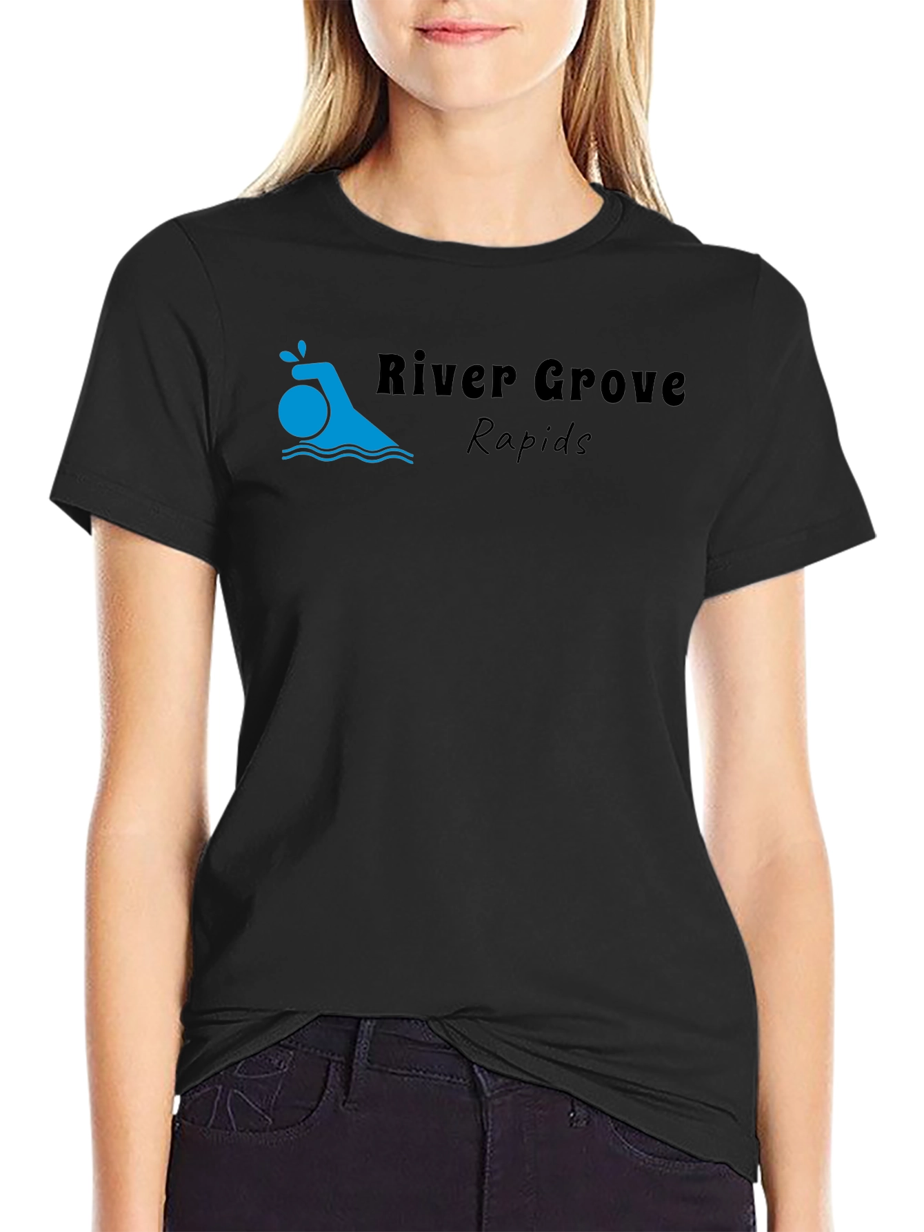 River Grove Rapids Black Graphic T-Shirt