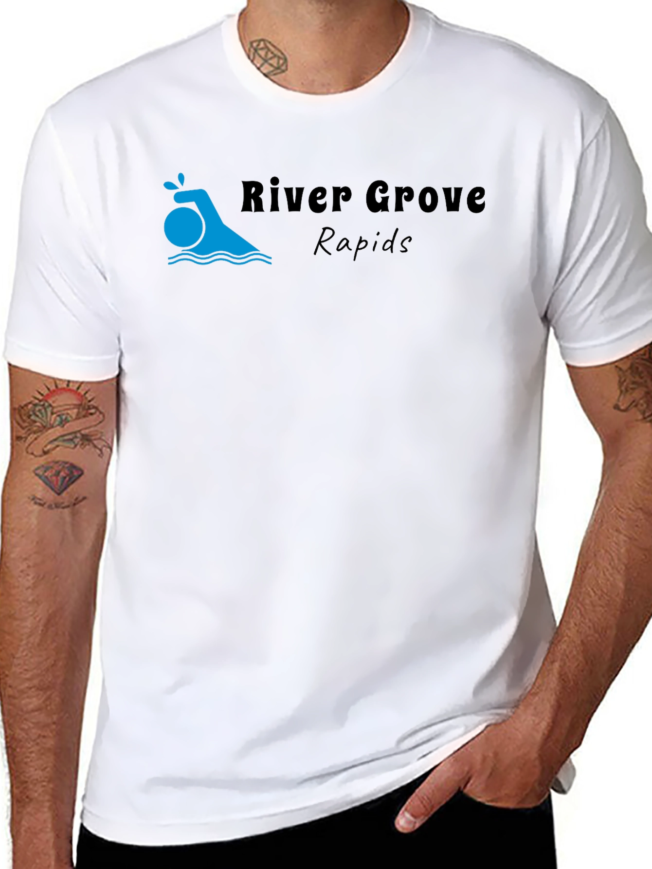River Grove Rapids Black Graphic T-Shirt