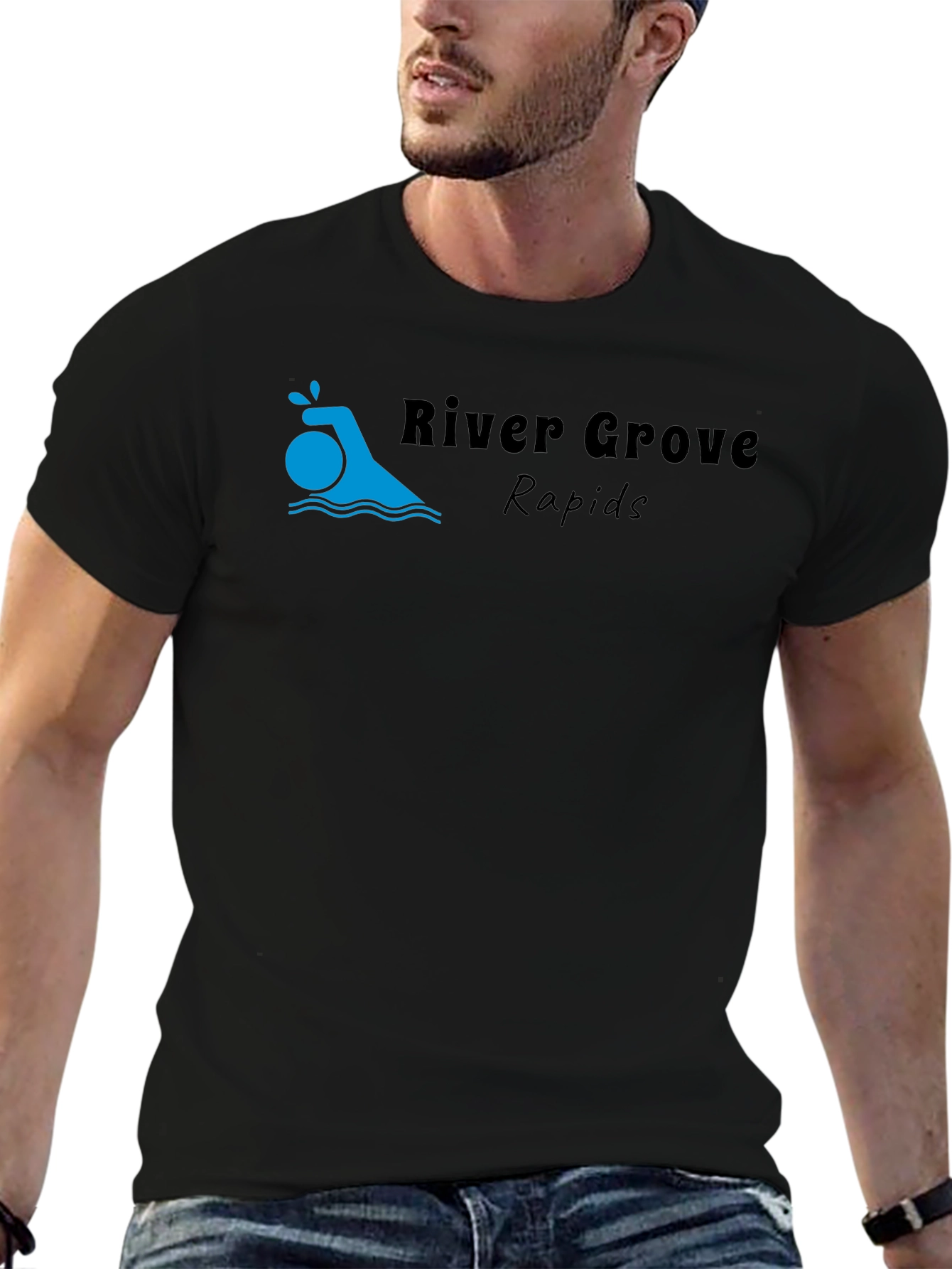 River Grove Rapids Black Graphic T-Shirt