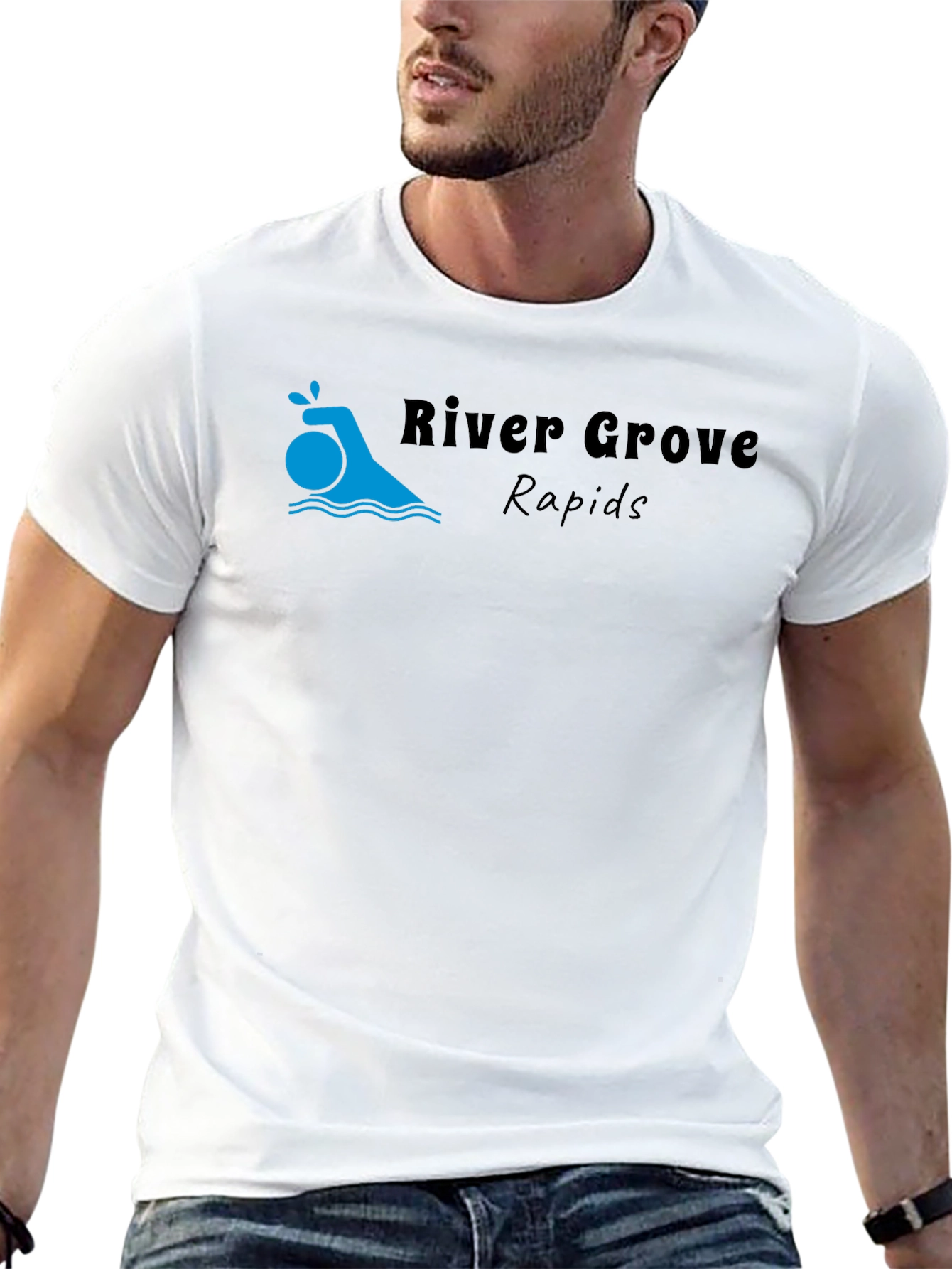 River Grove Rapids Black Graphic T-Shirt