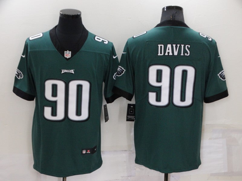 Men's Philadelphia Eagles Jordan Davis #90 Midnight Green Game Jerseys