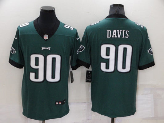 Men's Philadelphia Eagles Jordan Davis #90 Midnight Green Game Jerseys