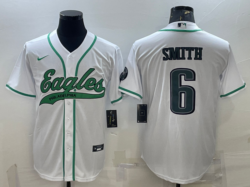 Men's Philadelphia Eagles DeVonta Smith #6 White Game Jerseys Joint Edition