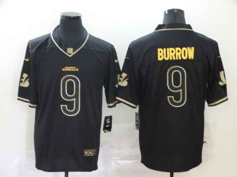 Men's Cincinnati Bengals #9 Joe Burrow Black Team Game Jerseys