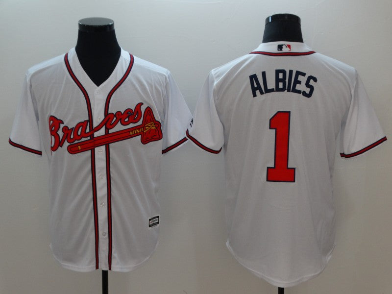Men's Atlanta Braves Ozzie Albies #1 White Replica Player Jerseys