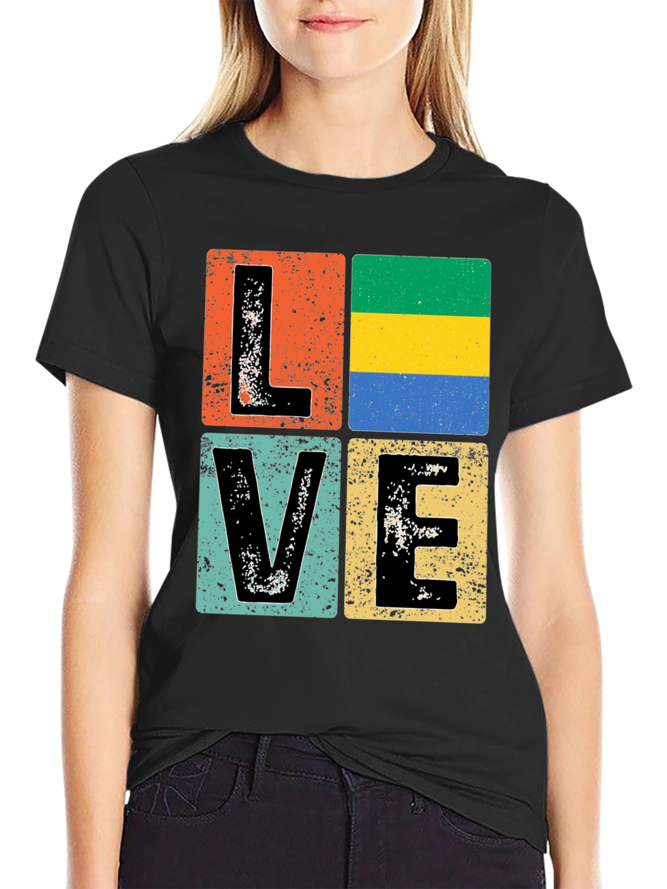 Gabon Flag LOVE Graphic Tee - Patriotic T-Shirt