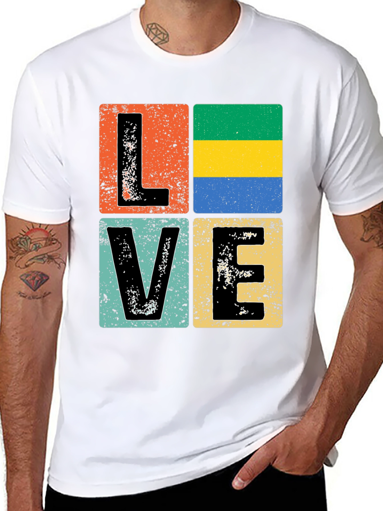 Gabon Flag LOVE Graphic Tee - Patriotic T-Shirt