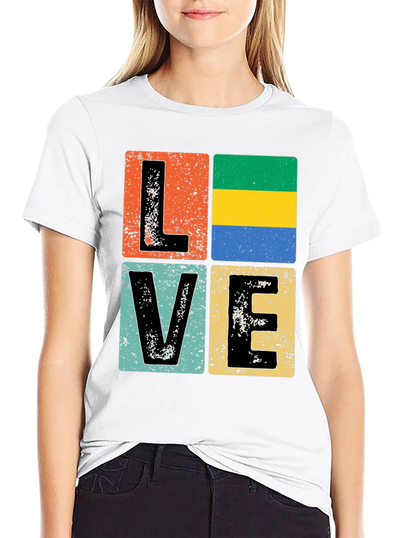 Gabon Flag LOVE Graphic Tee - Patriotic T-Shirt