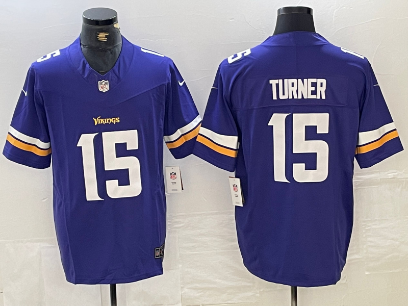 Men's Minnesota Vikings Dallas Turner #15 Purple Player Game Jerseys