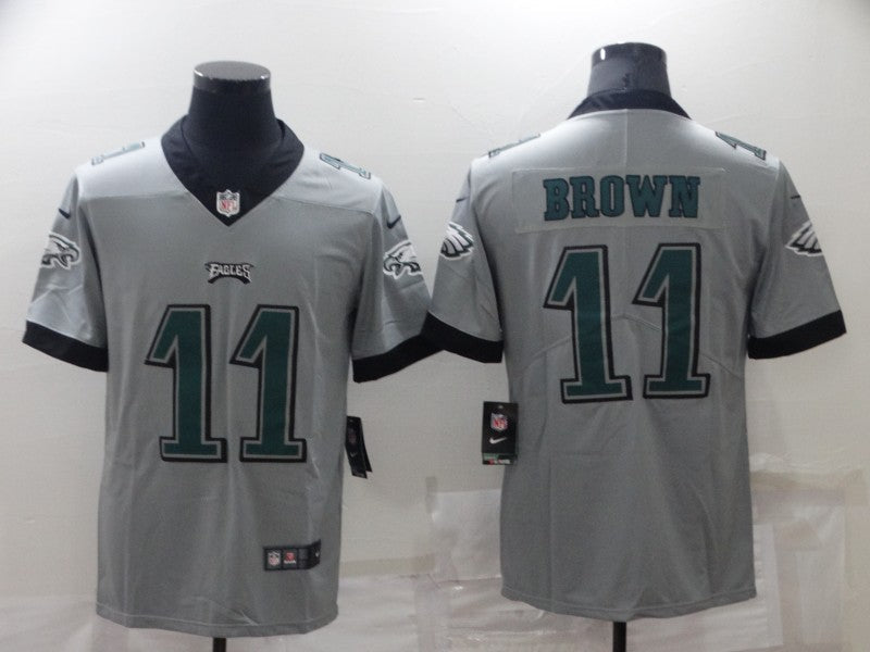 Men's Philadelphia Eagles A.J. Brown #11 Gray Inverted Game Jerseys