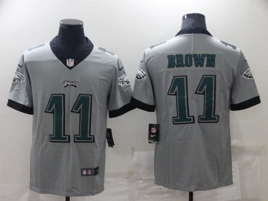 Men's Philadelphia Eagles A.J. Brown #11 Gray Inverted Game Jerseys