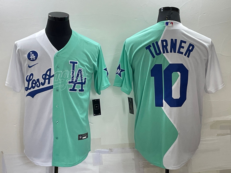 Men's Los Angeles Dodgers Justin Turner #10 White/Green Replica Baseball Jerseys