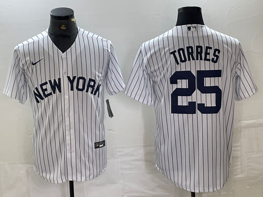 Men's New York Yankees Gleyber Torres #25 White Limited Jerseys