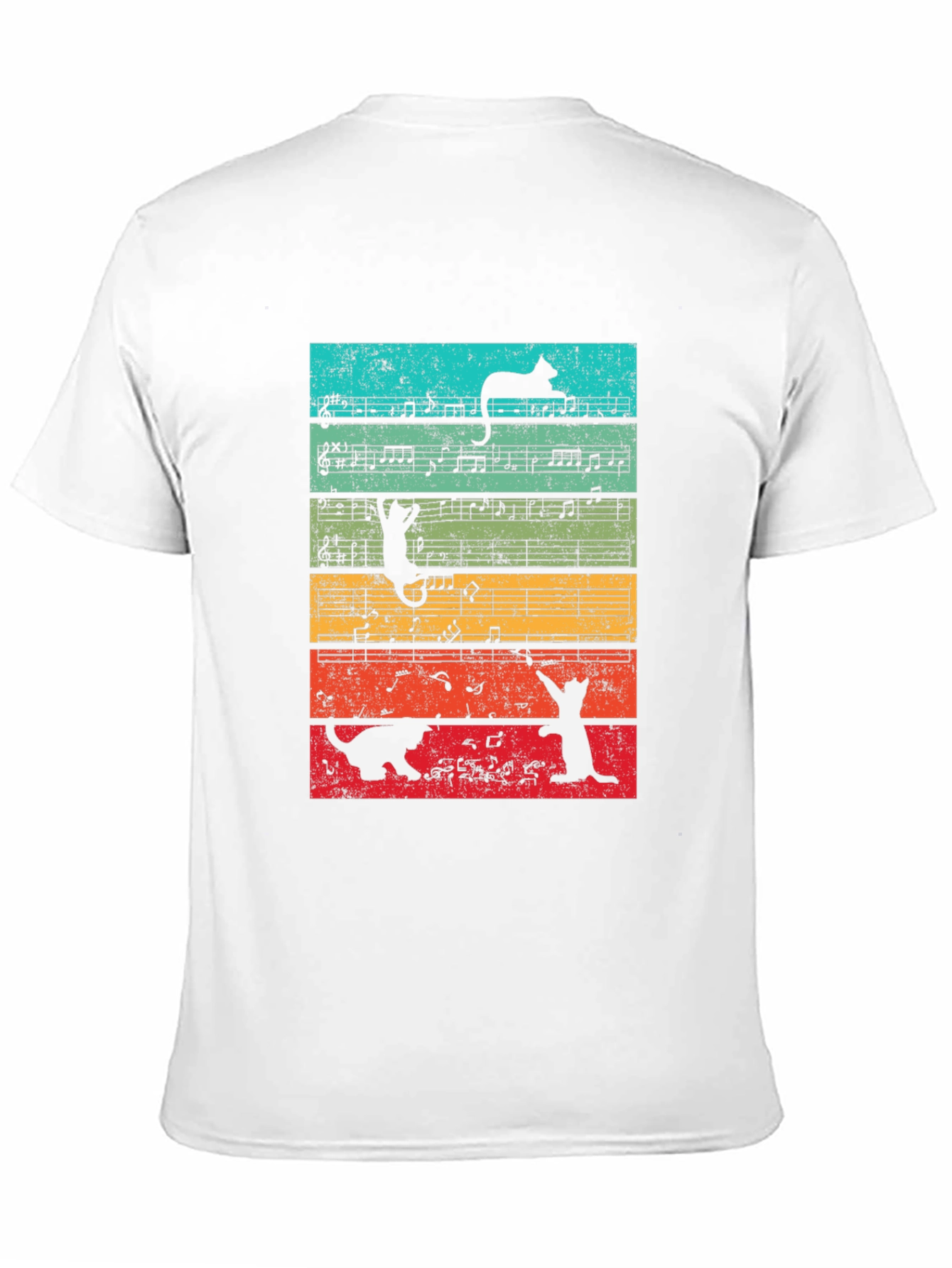 Cats and Music Notes Graphic T-Shirt
