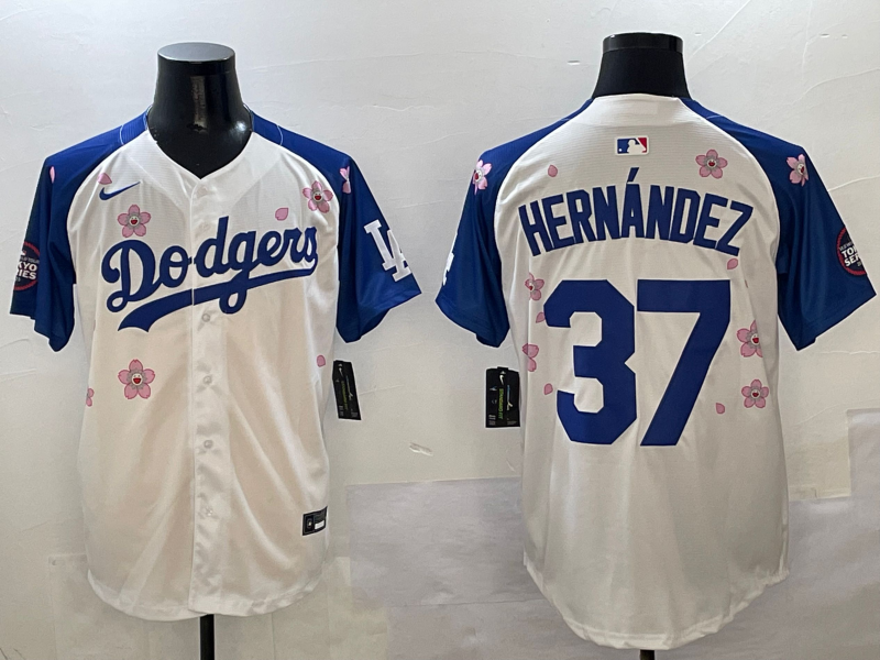 Men's Los Angeles Dodgers Teoscar Hernandez #37 White Player Game Jerseys