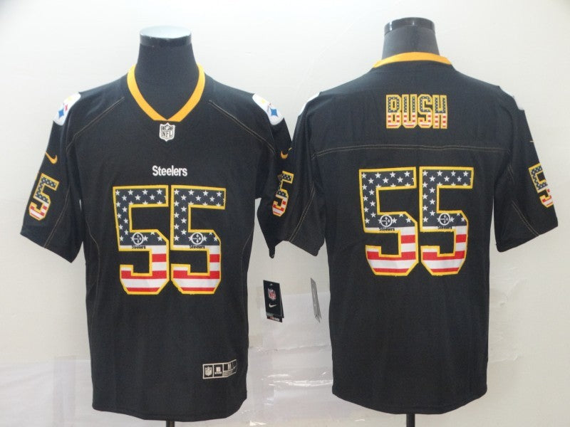 Men's Pittsburgh Steelers Devon Bush Jr. #55 Black Team Game Jerseys