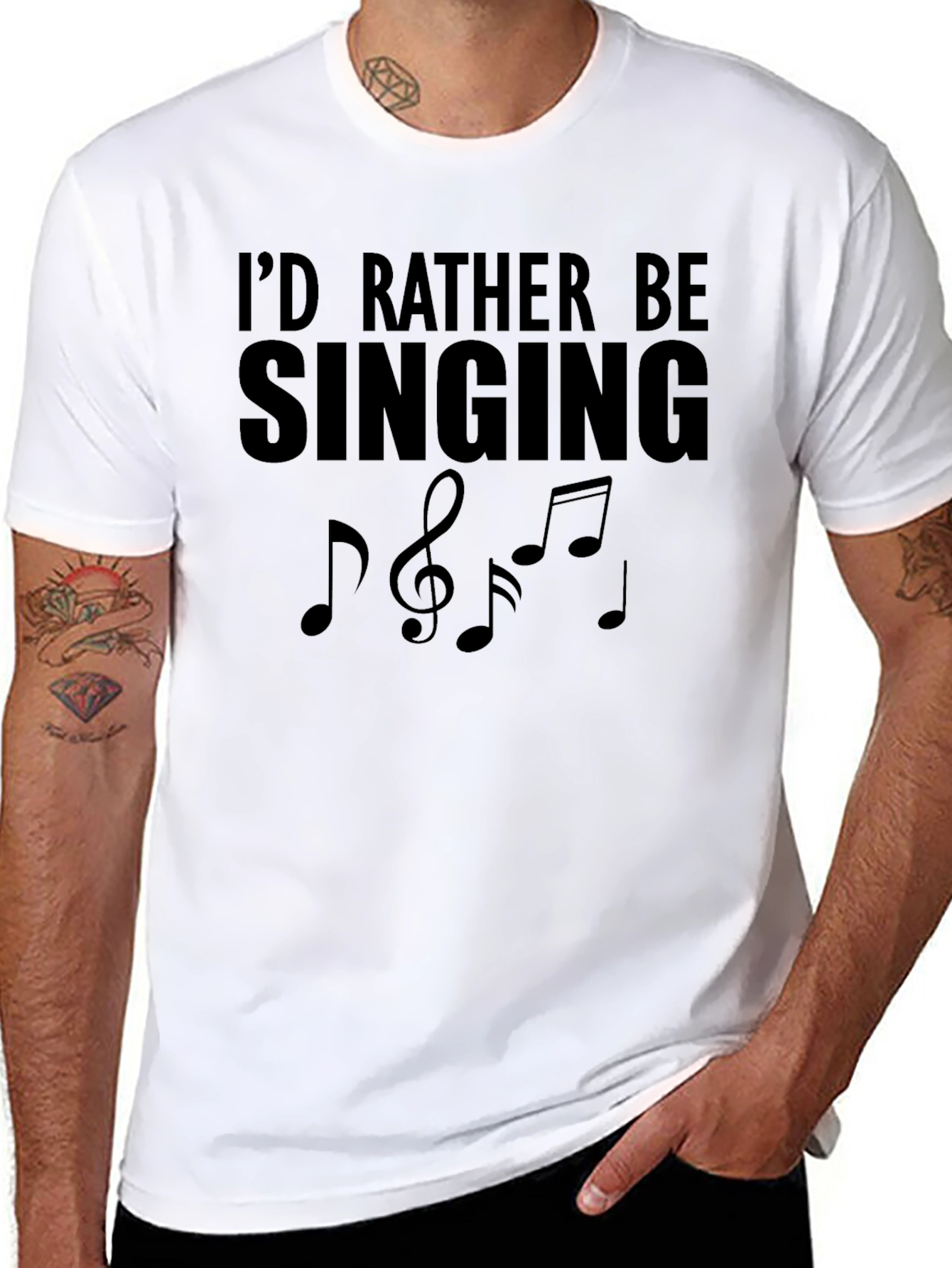 Id Rather Be Singing Music Notes Graphic T-Shirt