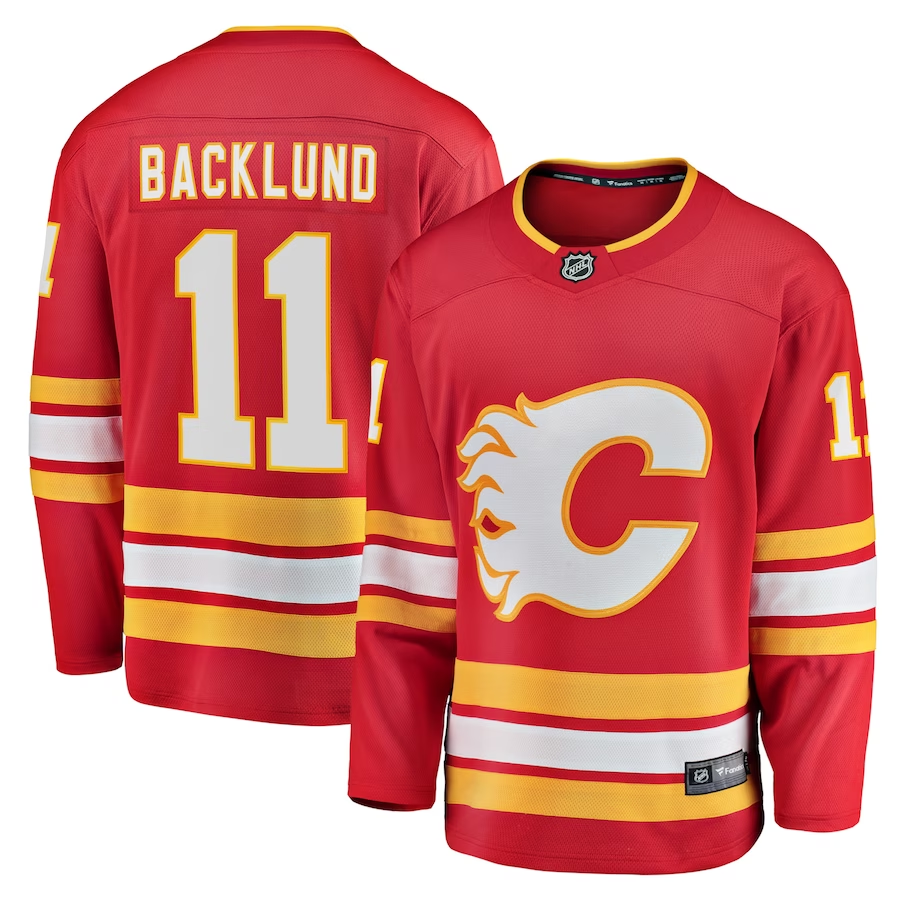 Men's Calgary Flames Mikael Backlund #11 Red Home Breakaway Player Jerseys