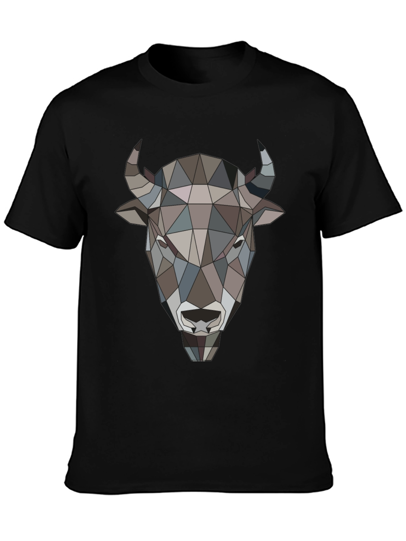 Geometric Buffalo Head Graphic Tee - Mens Black T-Shirt