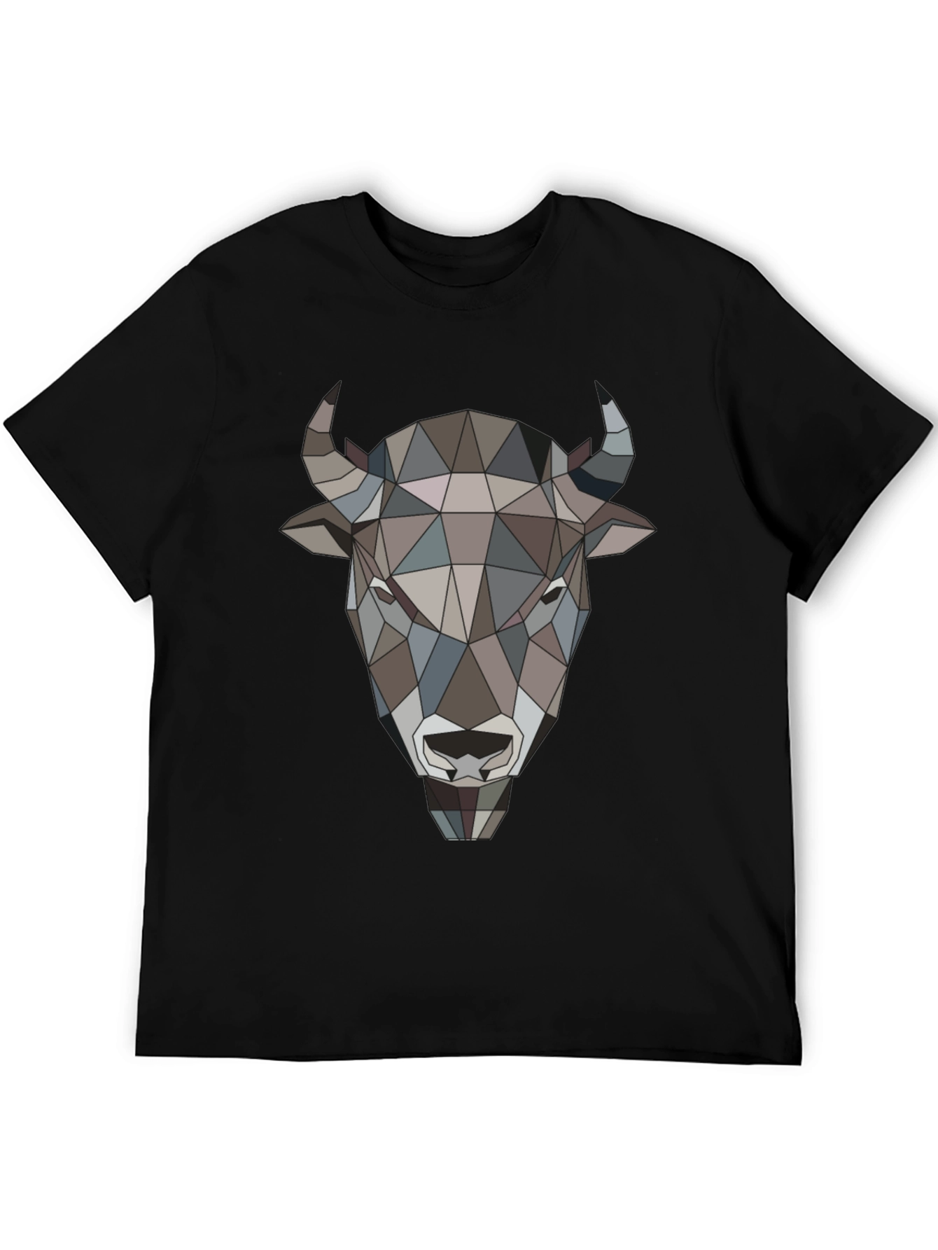 Geometric Buffalo Head Graphic Tee - Mens Black T-Shirt