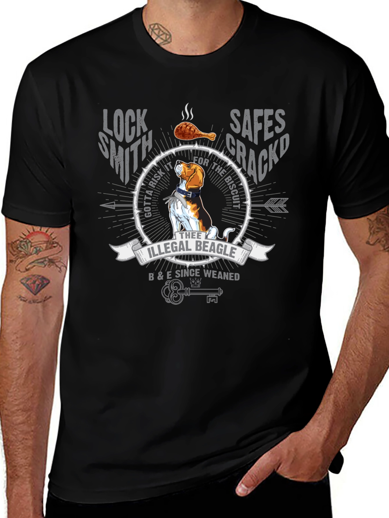 Illegal Beagle T-Shirt: Locksmith Safe Cracker Design
