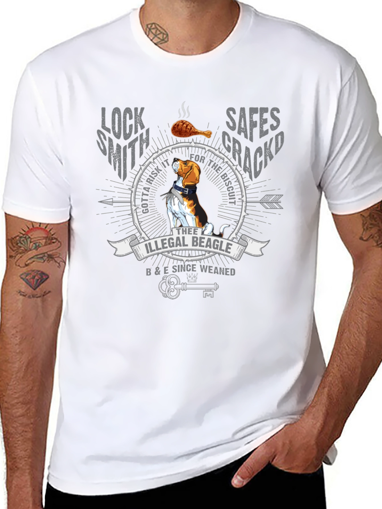 Illegal Beagle T-Shirt: Locksmith Safe Cracker Design