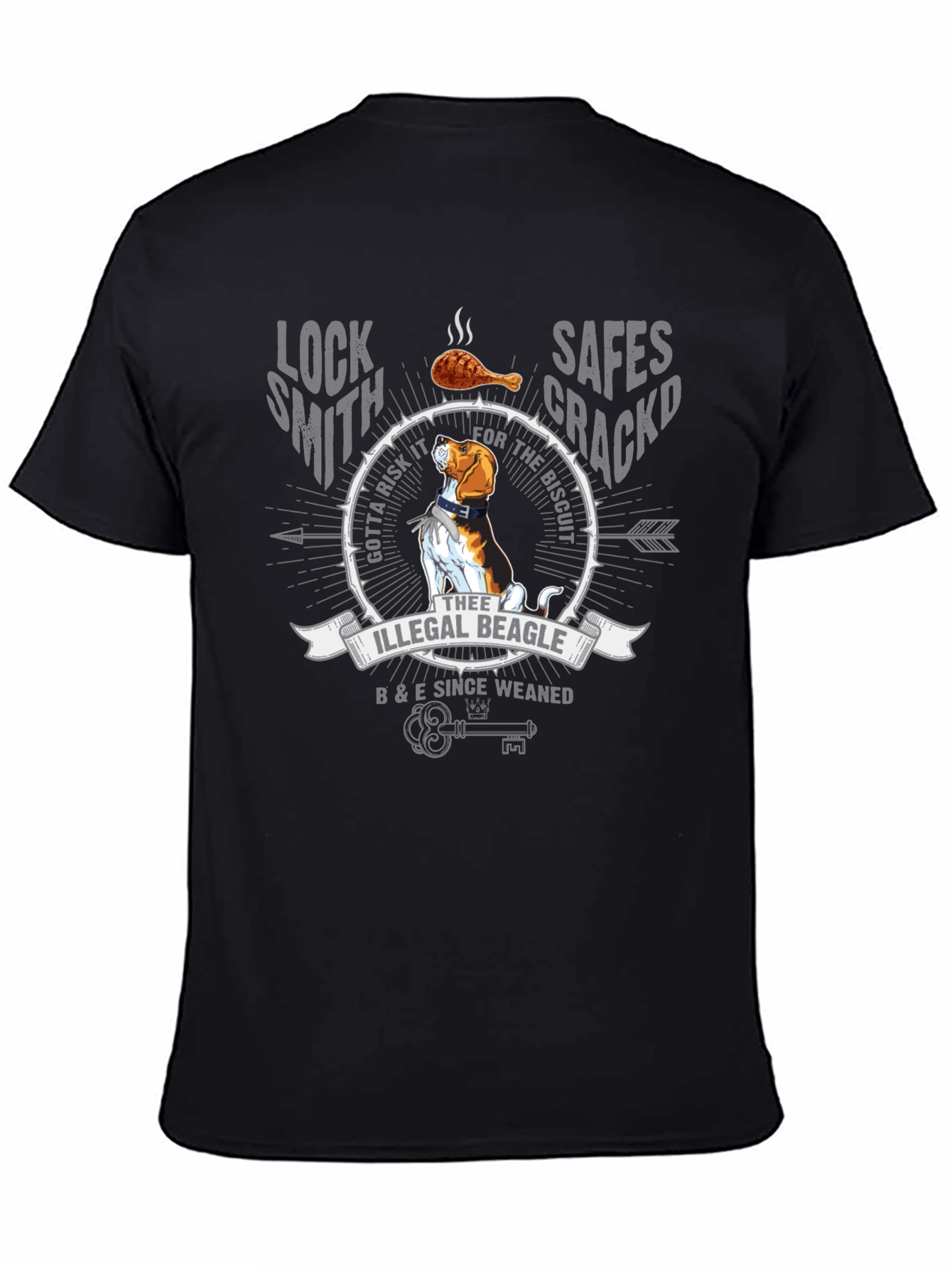 Illegal Beagle T-Shirt: Locksmith Safe Cracker Design