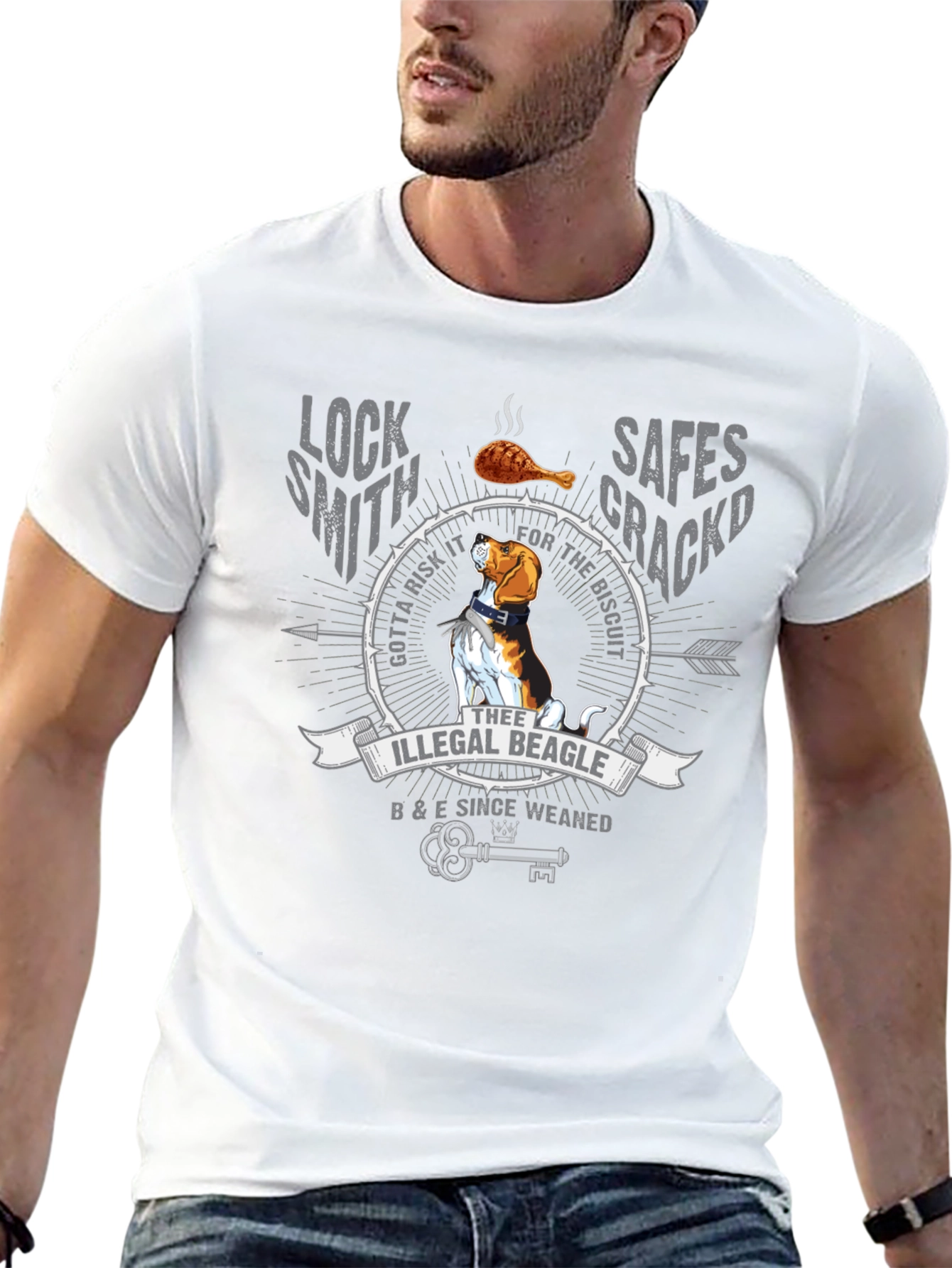 Illegal Beagle T-Shirt: Locksmith Safe Cracker Design
