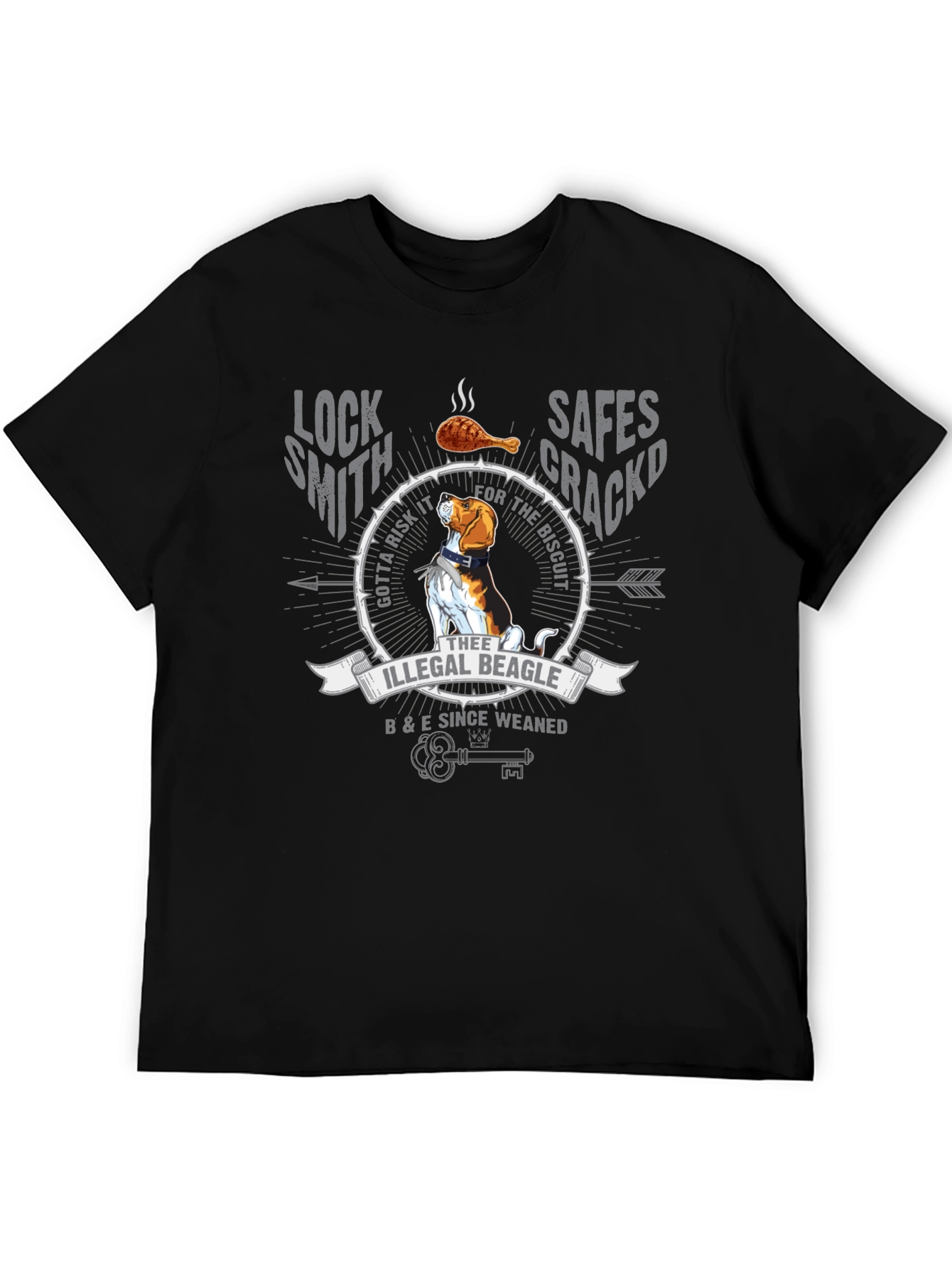 Illegal Beagle T-Shirt: Locksmith Safe Cracker Design